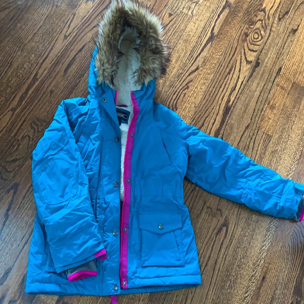 Land’s End girls teal winter coat size 10-12